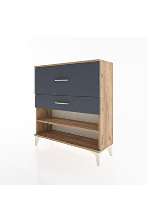Arges Şifonyer Tek Raflı 2 Çekmeceli 88x30x96 Çam-Antrasit