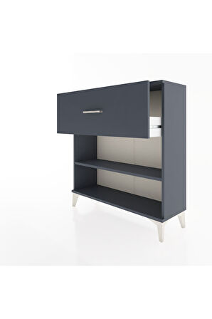 Arges Şifonyer Tek Raflı Tek Çekmeceli 88x30x96 Antrasit-Antrasit