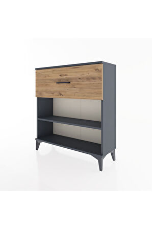 Arges Şifonyer Tek Raflı Tek Çekmeceli 88x30x96 Antrasit-Çam
