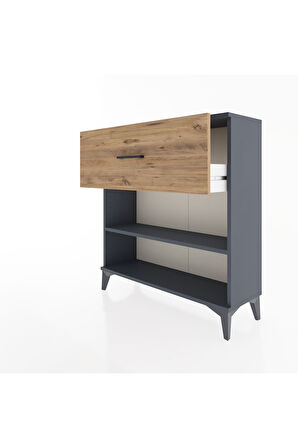 Arges Şifonyer Tek Raflı Tek Çekmeceli 88x30x96 Antrasit-Çam