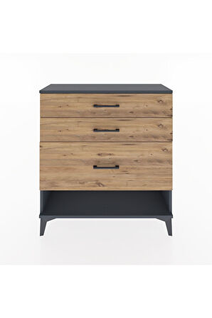 Arges Şifonyer 3 Çekmeceli 88x30x96 Antrasit-Çam
