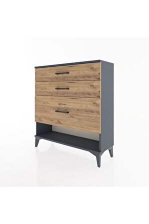 Arges Şifonyer 3 Çekmeceli 88x30x96 Antrasit-Çam