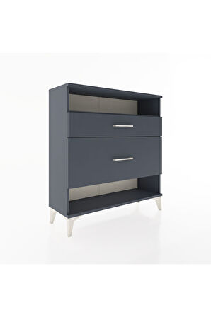 Arges Şifonyer Tek Raflı 2 Çekmeceli 88x30x96 Antrasit-Antrasit