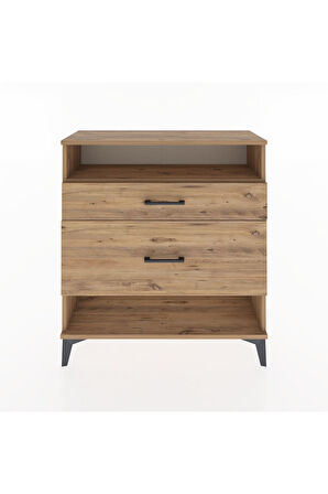 Arges Şifonyer Tek Raflı 2 Çekmeceli 88x30x96 Çam-Çam