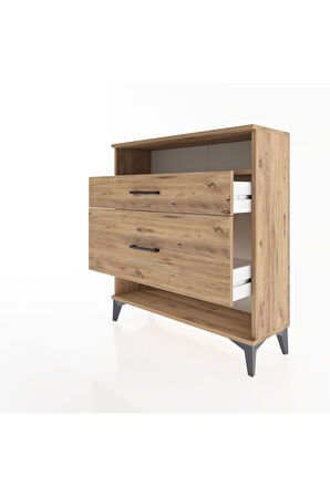 Arges Şifonyer Tek Raflı 2 Çekmeceli 88x30x96 Çam-Çam