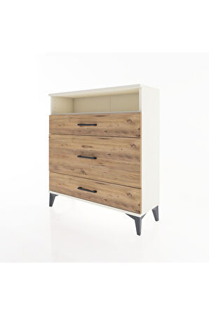 Arges Şifonyer Tek Raflı 3 Çekmeceli 88x30x96 Aytaşı-Çam