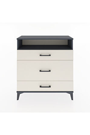 Arges Şifonyer Tek Raflı 3 Çekmeceli 88x30x96 Antrasit-Aytaşı
