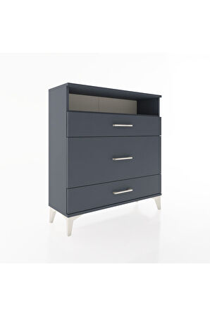 Arges Şifonyer Tek Raflı 3 Çekmeceli 88x30x96 Antrasit-Antrasit