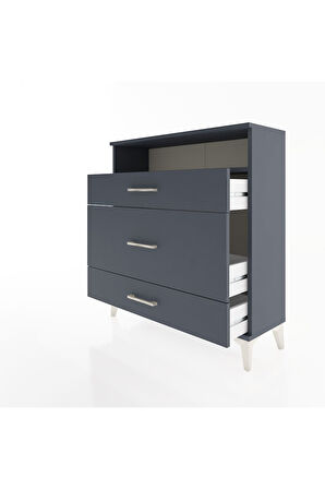 Arges Şifonyer Tek Raflı 3 Çekmeceli 88x30x96 Antrasit-Antrasit