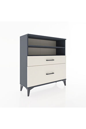 Arges Şifonyer 2 Raflı 2 Çekmeceli 88x30x96 Antrasit-Aytaşı