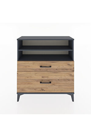 Arges Şifonyer 2 Raflı 2 Çekmeceli 88x30x96 Antrasit-Çam