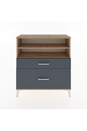 Arges Şifonyer 2 Raflı 2 Çekmeceli 88x30x96 Çam-Antrasit