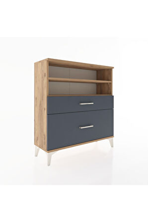 Arges Şifonyer 2 Raflı 2 Çekmeceli 88x30x96 Çam-Antrasit