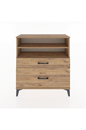 Arges Şifonyer 2 Raflı 2 Çekmeceli 88x30x96 Çam-Çam