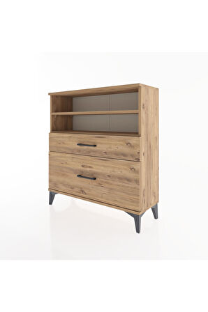 Arges Şifonyer 2 Raflı 2 Çekmeceli 88x30x96 Çam-Çam
