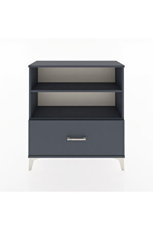 Arges Şifonyer 2 Raflı Tek Çekmeceli 88x30x96 Antrasit-Antrasit