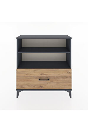Arges Şifonyer 2 Raflı Tek Çekmeceli 88x30x96 Antrasit-Çam