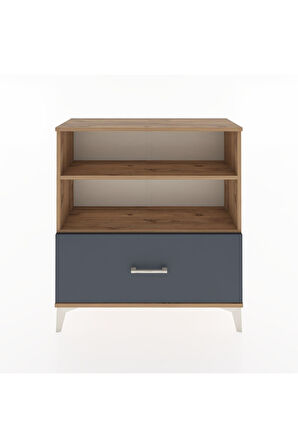 Arges Şifonyer 2 Raflı Tek Çekmeceli 88x30x96 Çam-Antrasit