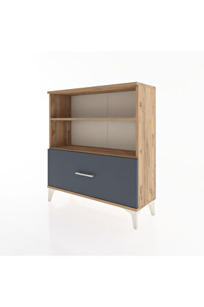 Arges Şifonyer 2 Raflı Tek Çekmeceli 88x30x96 Çam-Antrasit