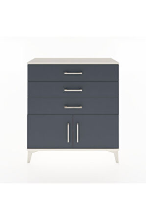 Arges Şifonyer Tek Raflı 3 Çekmeceli 2 Kapaklı 88x30x96 Aytaşı-Antrasit