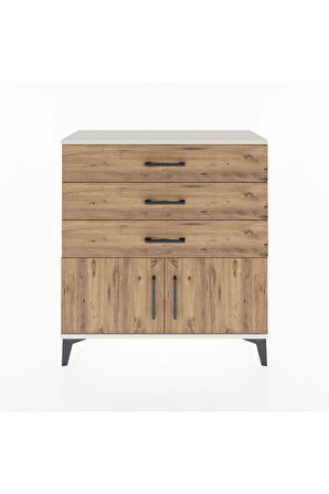 Arges Şifonyer Tek Raflı 3 Çekmeceli 2 Kapaklı 88x30x96 Aytaşı-Çam
