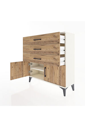 Arges Şifonyer Tek Raflı 3 Çekmeceli 2 Kapaklı 88x30x96 Aytaşı-Çam