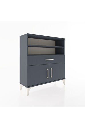 Arges Şifonyer 3 Raflı Tek Çekmeceli 2 Kapaklı 88x30x96 Antrasit-Antrasit