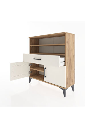 Arges Şifonyer 3 Raflı Tek Çekmeceli 2 Kapaklı 88x30x96 Çam-Aytaşı