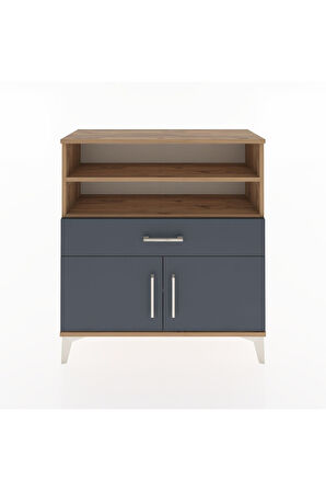 Arges Şifonyer 3 Raflı Tek Çekmeceli 2 Kapaklı 88x30x96 Çam-Antrasit