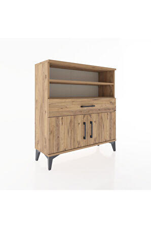 Arges Şifonyer 3 Raflı Tek Çekmeceli 2 Kapaklı 88x30x96 Çam-Çam