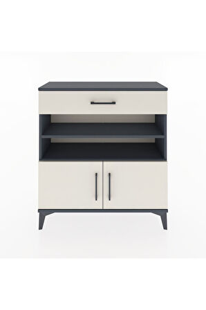 Arges Şifonyer 3 Raflı Tek Çekmeceli 2 Kapaklı 88x30x96 Antrasit-Aytaşı