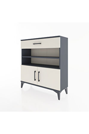 Arges Şifonyer 3 Raflı Tek Çekmeceli 2 Kapaklı 88x30x96 Antrasit-Aytaşı