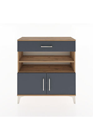 Arges Şifonyer 3 Raflı Tek Çekmeceli 2 Kapaklı 88x30x96 Çam-Antrasit