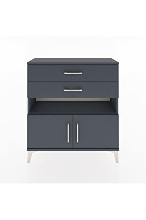 Arges Şifonyer 2 Raflı 2 Çekmeceli 2 Kapaklı 88x30x96 Antrasit-Antrasit
