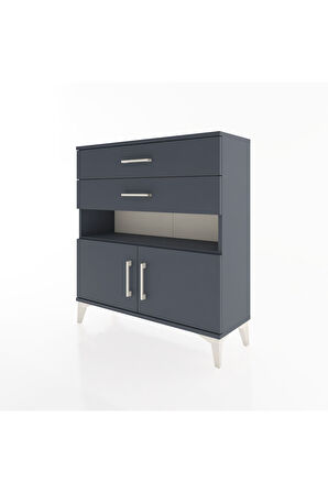 Arges Şifonyer 2 Raflı 2 Çekmeceli 2 Kapaklı 88x30x96 Antrasit-Antrasit