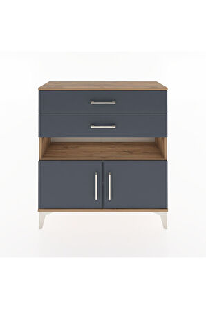 Arges Şifonyer 2 Raflı 2 Çekmeceli 2 Kapaklı 88x30x96 Çam-Antrasit