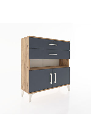 Arges Şifonyer 2 Raflı 2 Çekmeceli 2 Kapaklı 88x30x96 Çam-Antrasit