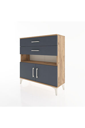 Arges Şifonyer 2 Raflı 2 Çekmeceli 2 Kapaklı 88x30x96 Çam-Antrasit