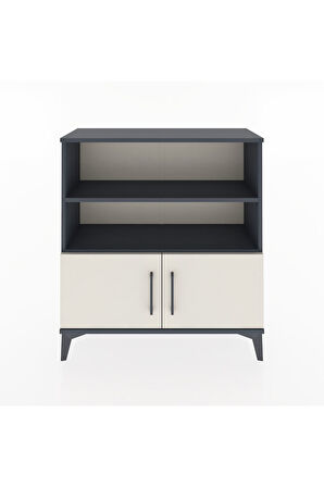 Arges Şifonyer 3 Raflı 2 Kapaklı 88x30x96 Antrasit-Aytaşı