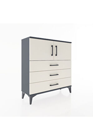 Arges Şifonyer 2 Raflı 3 Çekmeceli 2 Kapaklı 88x30x96 Antrasit-Aytaşı