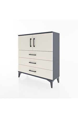 Arges Şifonyer 2 Raflı 3 Çekmeceli 2 Kapaklı 88x30x96 Antrasit-Aytaşı