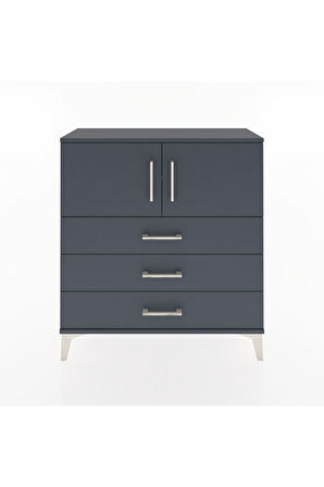 Arges Şifonyer 2 Raflı 3 Çekmeceli 2 Kapaklı 88x30x96 Antrasit-Antrasit