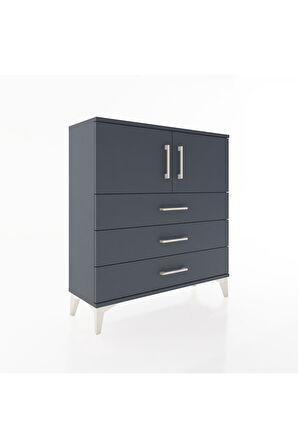 Arges Şifonyer 2 Raflı 3 Çekmeceli 2 Kapaklı 88x30x96 Antrasit-Antrasit