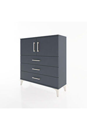 Arges Şifonyer 2 Raflı 3 Çekmeceli 2 Kapaklı 88x30x96 Antrasit-Antrasit