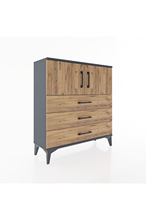 Arges Şifonyer 2 Raflı 3 Çekmeceli 2 Kapaklı 88x30x96 Antrasit-Çam