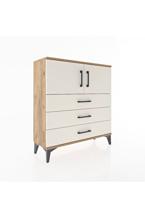 Arges Şifonyer 2 Raflı 3 Çekmeceli 2 Kapaklı 88x30x96 Çam-Aytaşı