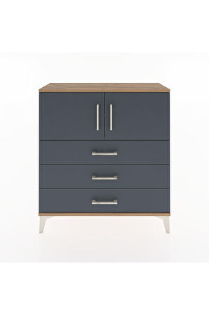 Arges Şifonyer 2 Raflı 3 Çekmeceli 2 Kapaklı 88x30x96 Çam-Antrasit