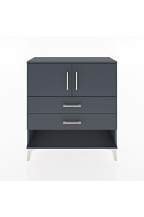 Arges Şifonyer 2 Raflı 2 Çekmeceli 2 Kapaklı 88x30x96 Antrasit-Antrasit