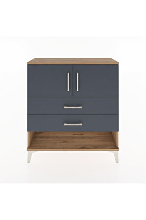 Arges Şifonyer 2 Raflı 2 Çekmeceli 2 Kapaklı 88x30x96 Çam-Antrasit