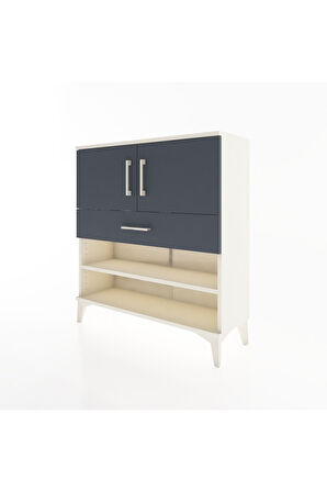 Arges Şifonyer 3 Raflı Tek Çekmeceli 2 Kapaklı 88x30x96 Aytaşı-Antrasit